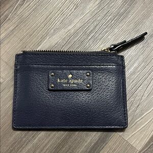 Kate Spade Navy Leather Zip Card Holder